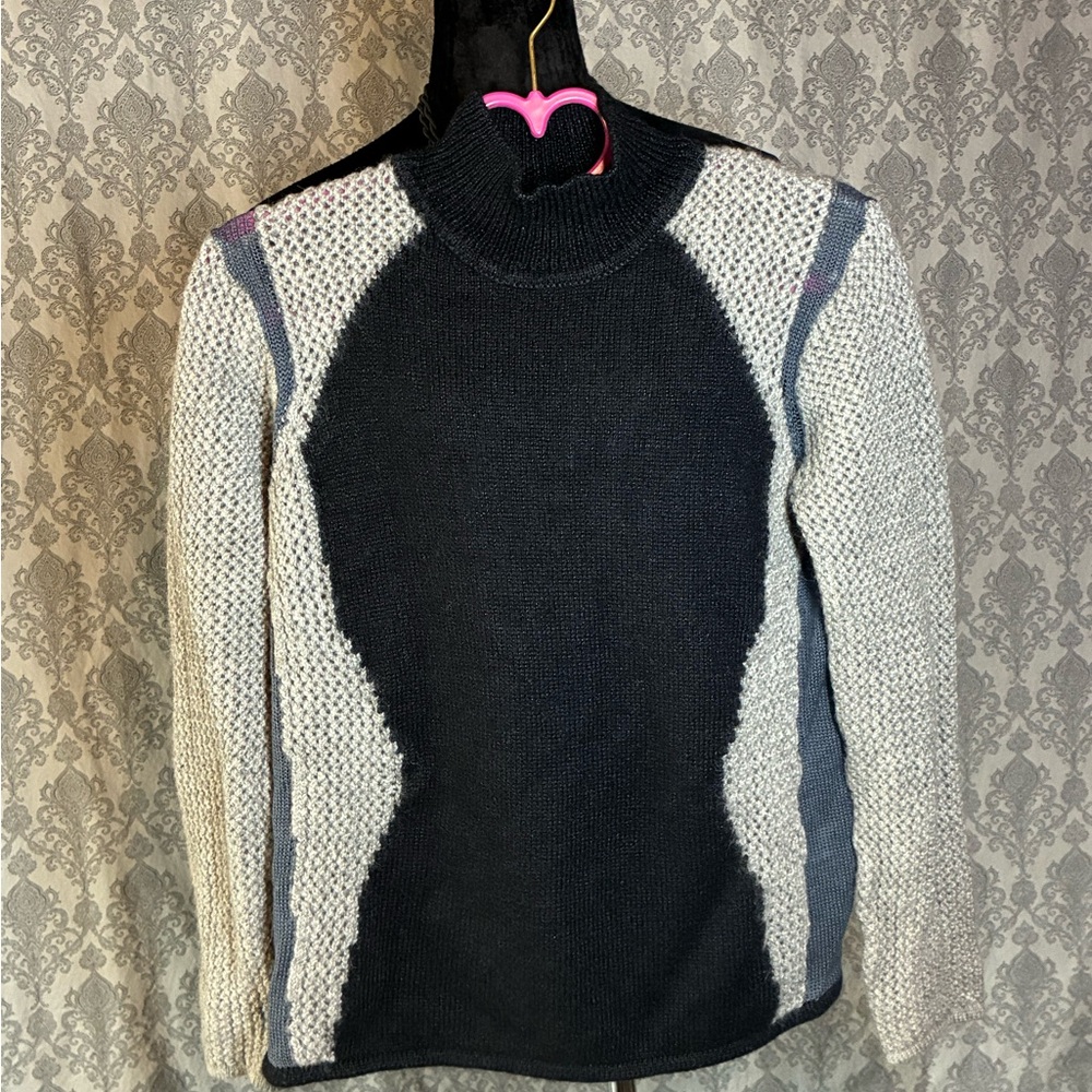 Helmut Lang Black and Gray Turtleneck Sweater